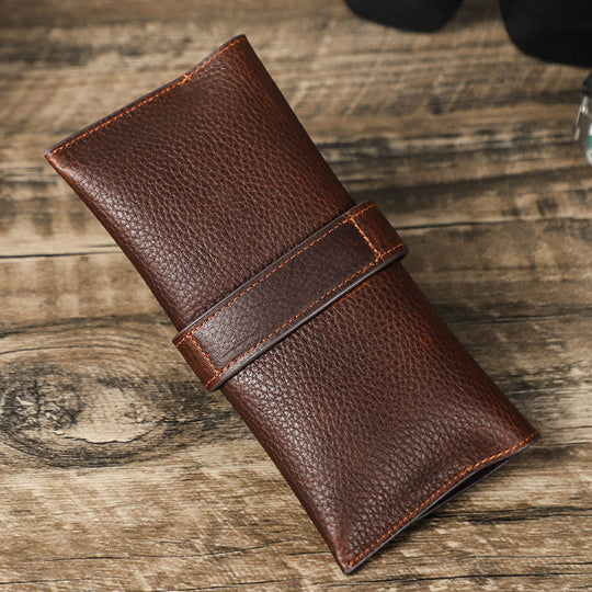 Men's Portable Handmade Top Layer Cowhide Magnetic Buckle Glasses Storage Bag 9901318635704