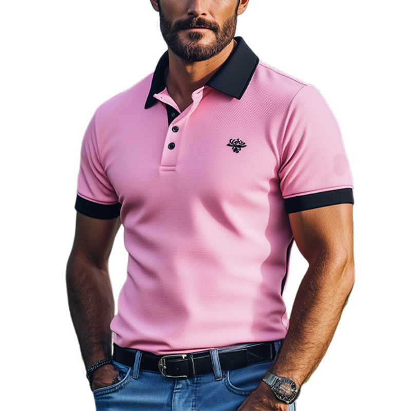 Men's Classic bBusiness Casual Mercerized Cotton Embroidered POLO Shirt 9922015953080