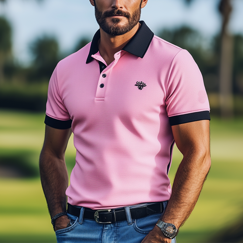 Men's Classic bBusiness Casual Mercerized Cotton Embroidered POLO Shirt 9922015953080