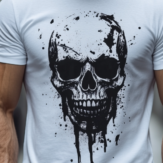 Men's Retro Casual Skull Print Round Neck Short Sleeve T-Shirt 9922015428792