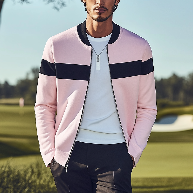 Men's Classic Casual Contrast Color Stitching Air Layer Fabric Jacket 9922456748216