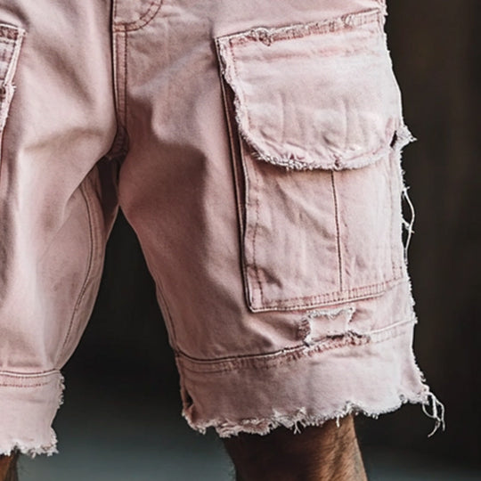 Men's Fashion Raw Edge Denim Shorts DDT25052903
