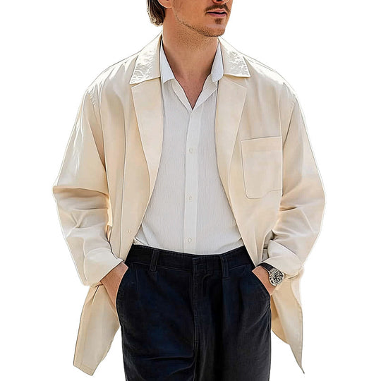 Men's Spring and Autumn Apricot Cotton Windbreaker Coat DTT25061216