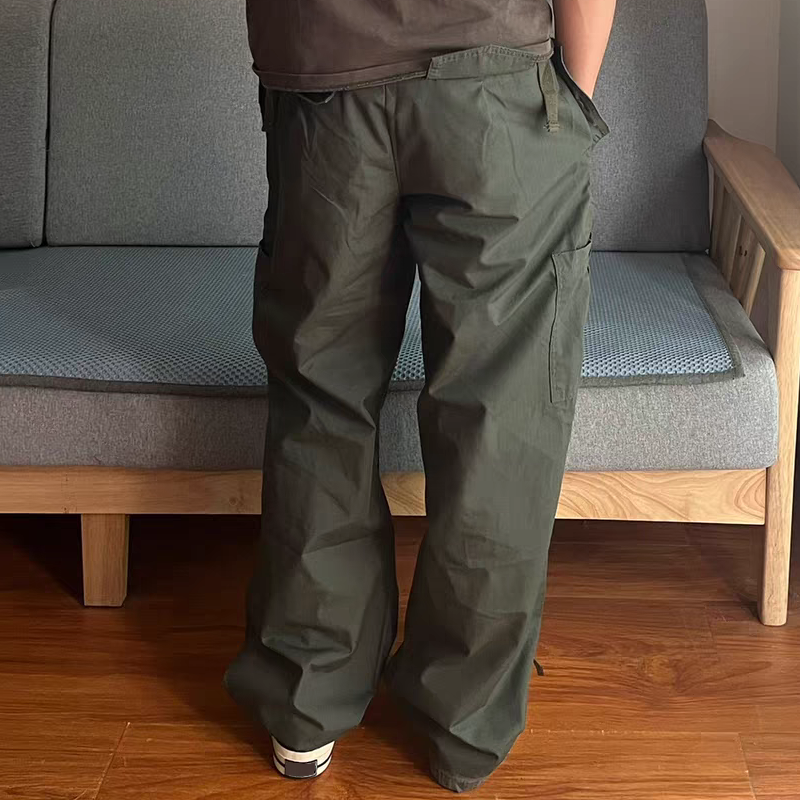 Men's Solid Straight Multi-pocket Cargo Paratrooper Pants 9928618311864