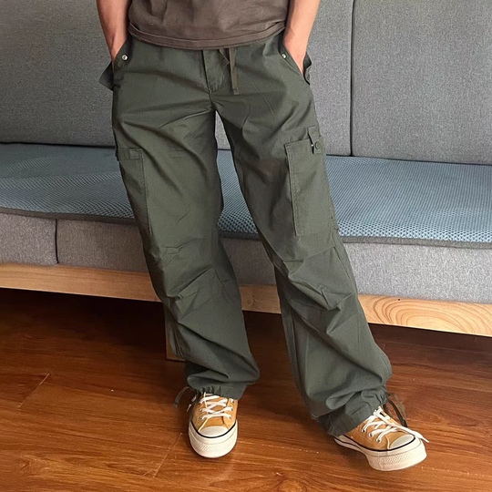 Men's Solid Straight Multi-pocket Cargo Paratrooper Pants 9928618311864