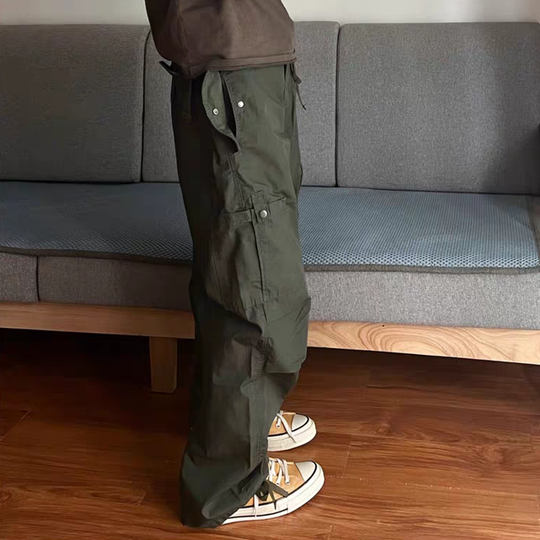 Men's Solid Straight Multi-pocket Cargo Paratrooper Pants 9928618311864