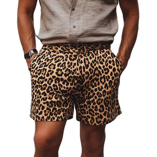 Men's Summer Retro Leopard Print Casual Short Pants 9930002956472