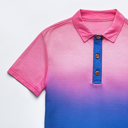 Men's Retro Casual Gradient Print Short Sleeve Polo Shirt 9930002104504