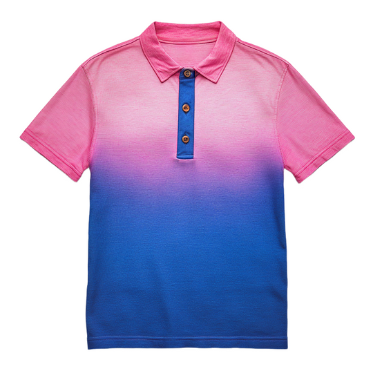 Men's Retro Casual Gradient Print Short Sleeve Polo Shirt 9930002104504