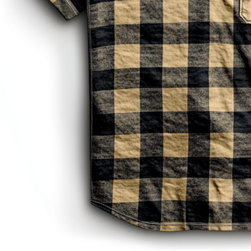 Men's Retro Casual Plaid Western Print Lapel Short Sleeve Polo Shirt 9930002038968