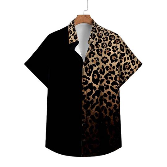 Men's Leopard Print Short Sleeve Shirt 9940336378040