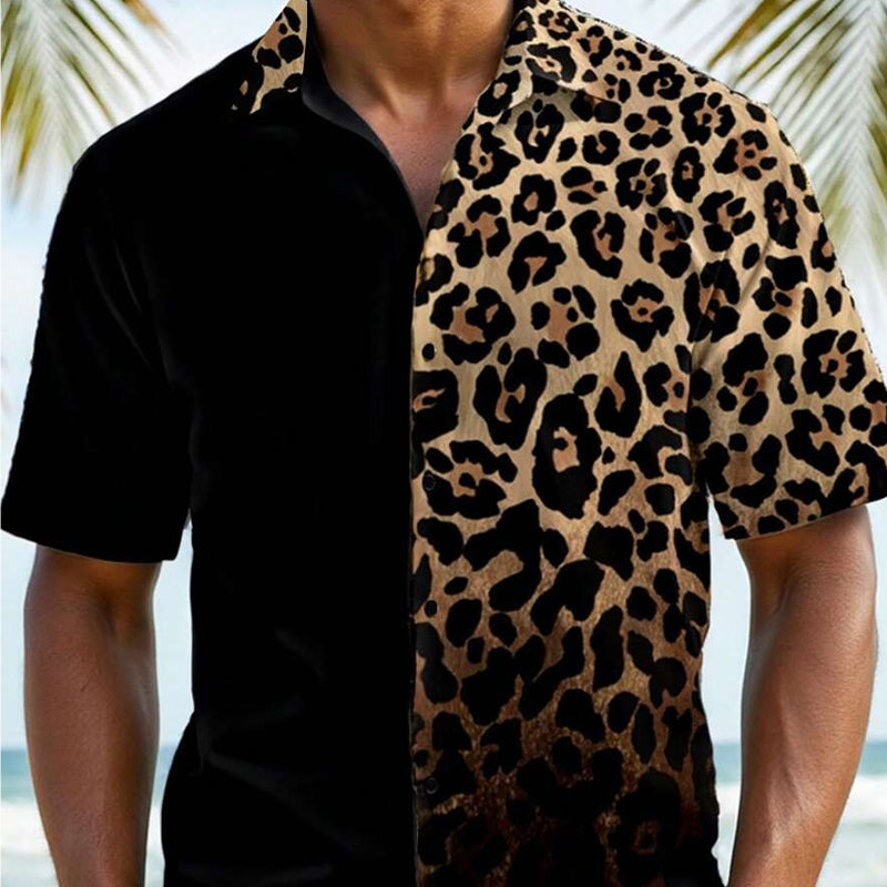 Men's Leopard Print Short Sleeve Shirt 9940336378040