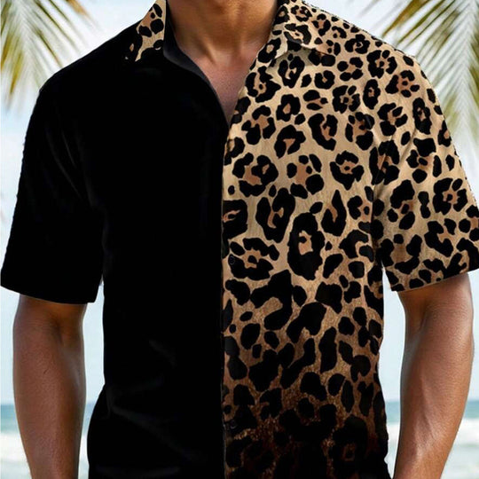 Men's Leopard Print Short Sleeve Shirt 9940336378040