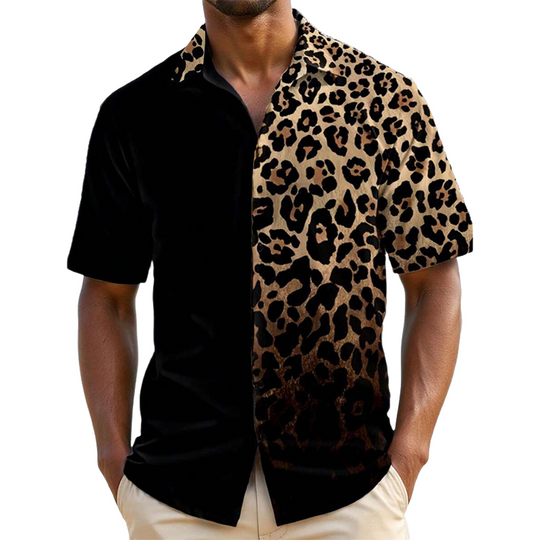Men's Leopard Print Short Sleeve Shirt 9940336378040