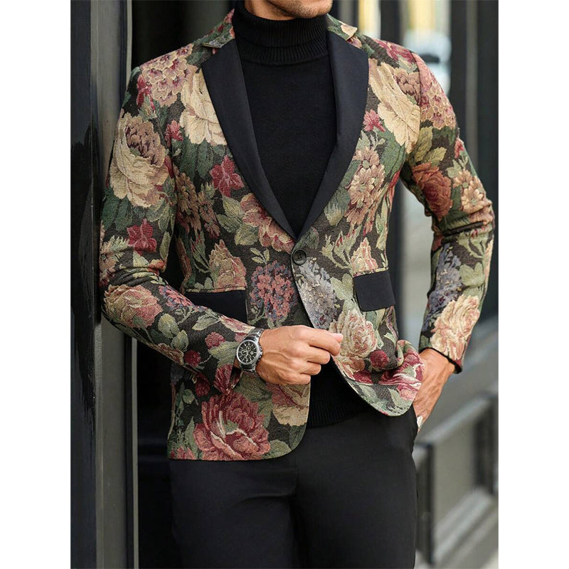Men's Floral Jacquard Casual Blazer 9942358819000