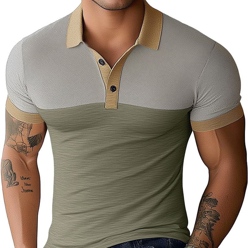 Men's Summer Comfort Knitted Polo Neck T-Shirt 9940335952056