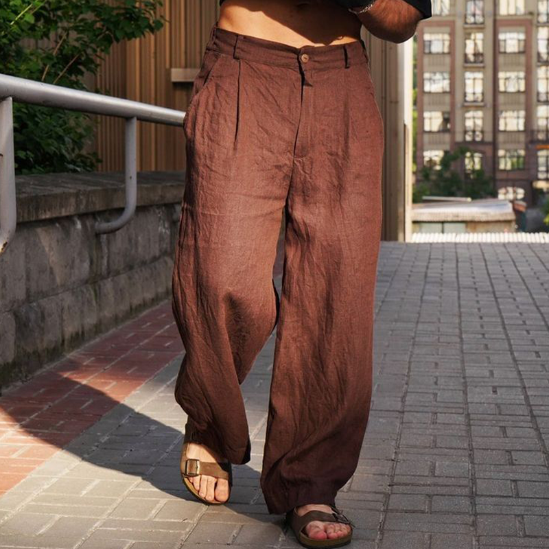 Men's Spring Fashion Casual Loose Cotton and Linen Pants 9942358556856