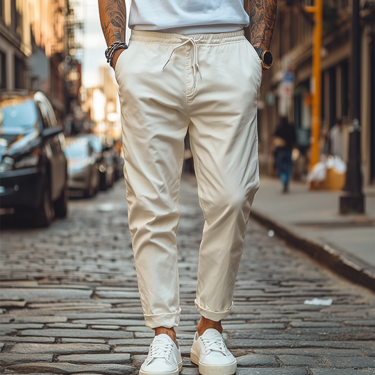 Men's Spring Fashion Casual Cotton Blended Elastic Waist Pants 9942357278904