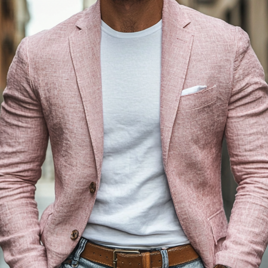 Men's Casual Linen Blended Notched Lapel Single Breasted Slim Fit Blazer 9944196612280