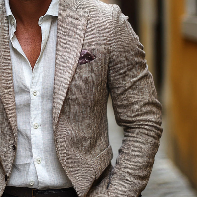 Men's Cotton And Linen Casual Blazer 9949424386232