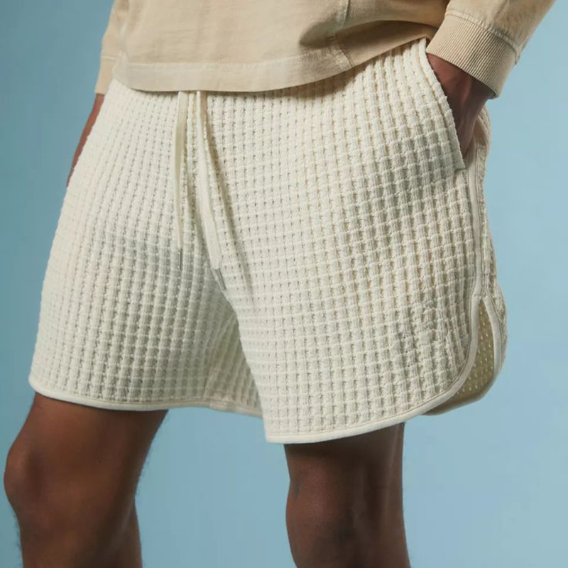 Men's Spring and Summer Fashion Waffle Elastic Waist Casual Shorts 9949421043896