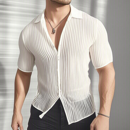 Men's Summer Lightweight Textured Slim-Fit Short-Sleeved Shirt DTT25061003
