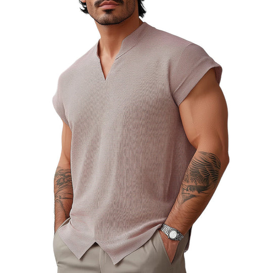 Men's summer basic solid color textured short-sleeved T-shirt DTT25061002