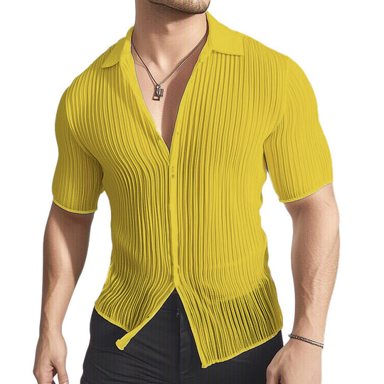 Men's Summer Lightweight Textured Slim-Fit Short-Sleeved Shirt DTT25061003
