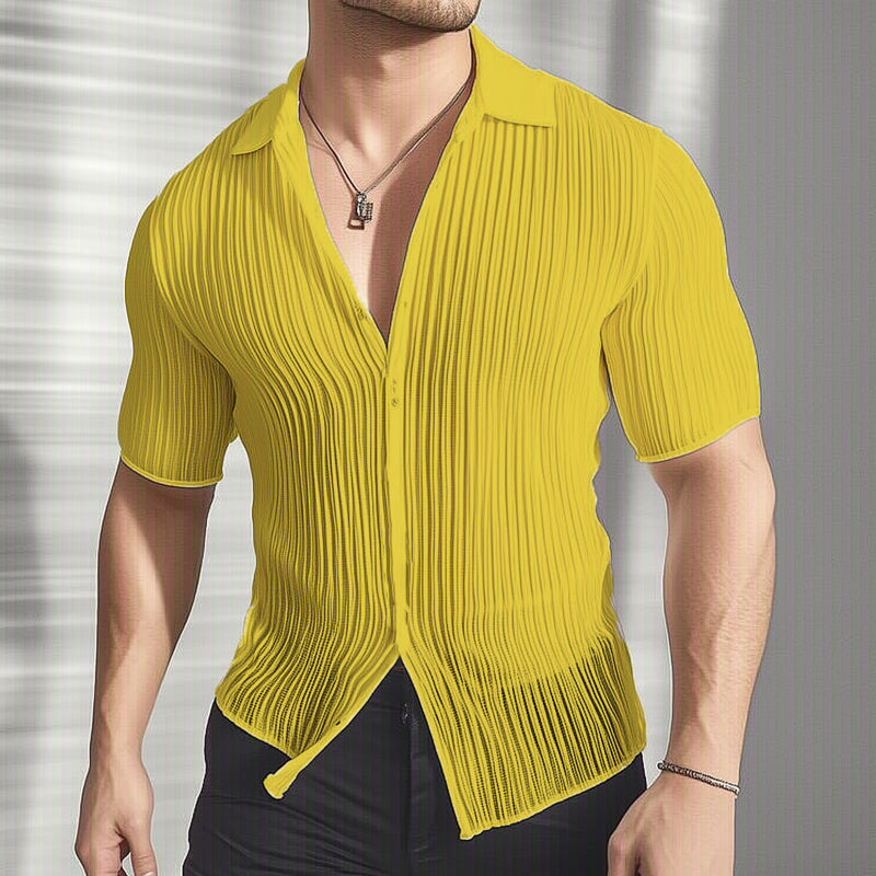 Men's Summer Lightweight Textured Slim-Fit Short-Sleeved Shirt DTT25061003