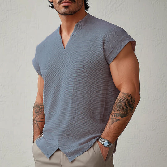 Men's summer basic solid color textured short-sleeved T-shirt DTT25061002