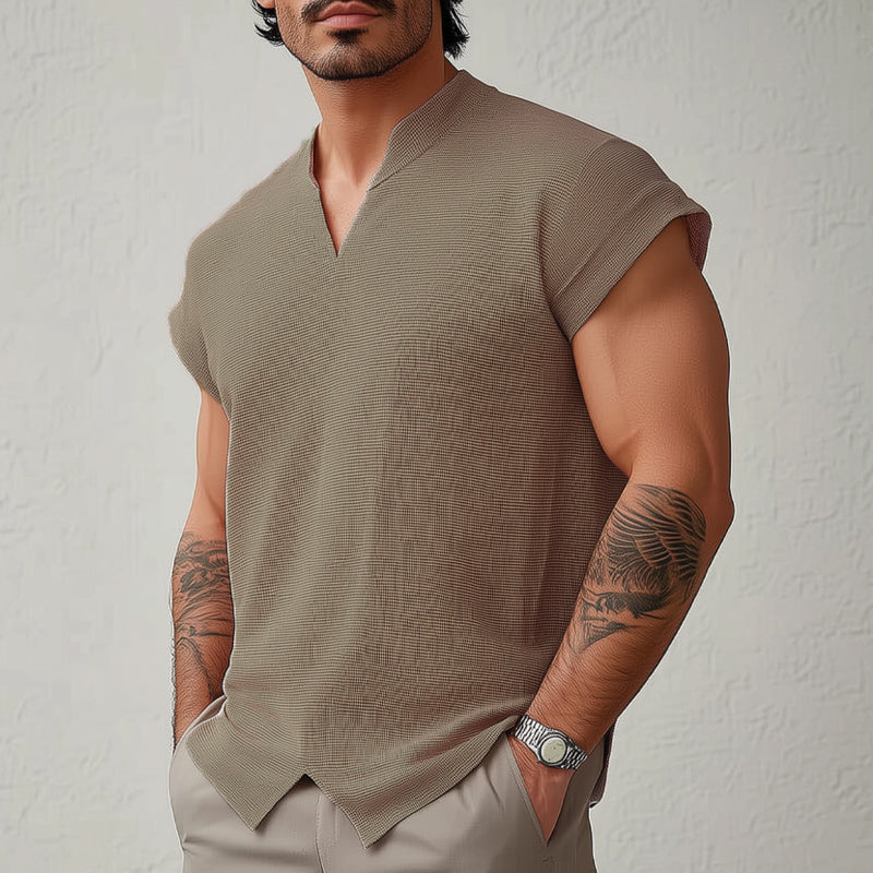 Men's summer basic solid color textured short-sleeved T-shirt DTT25061002