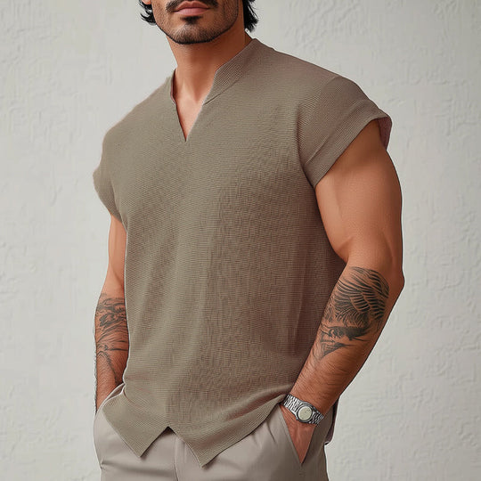 Men's summer basic solid color textured short-sleeved T-shirt DTT25061002