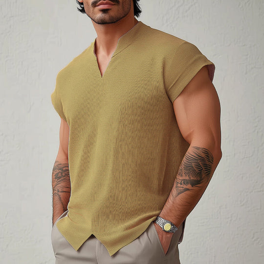 Men's summer basic solid color textured short-sleeved T-shirt DTT25061002