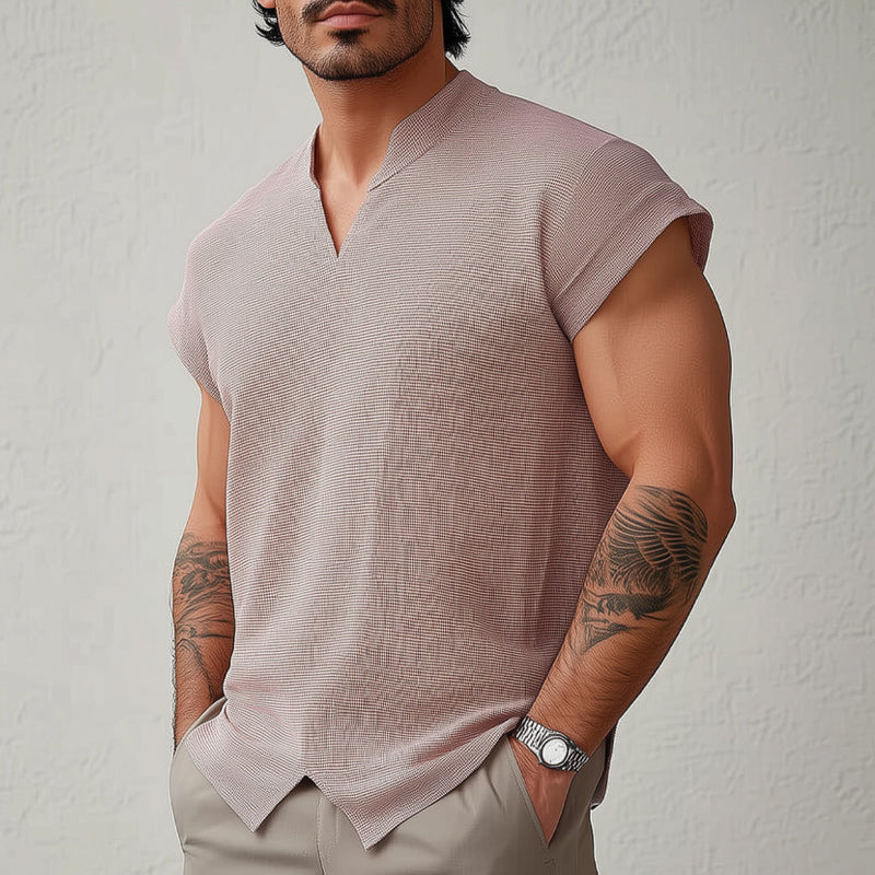 Men's summer basic solid color textured short-sleeved T-shirt DTT25061002