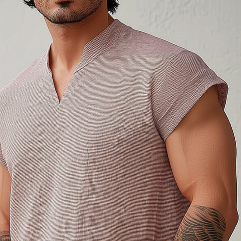 Men's summer basic solid color textured short-sleeved T-shirt DTT25061002
