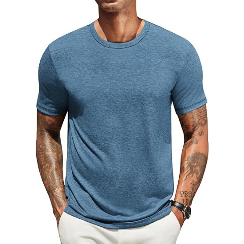Men's Casual Premium Cotton Round Neck Slim Fit Breathable Short Sleeve T-Shirt 9952301842616