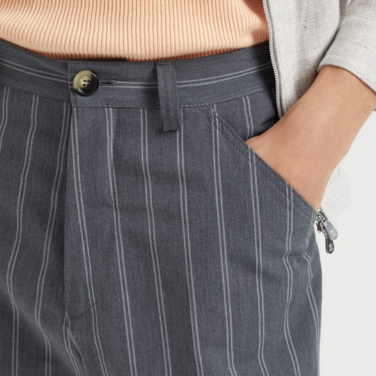 Men's Spring Fashion Classic Casual Cotton and Linen Striped Woven Fabric Pants 9952295289016