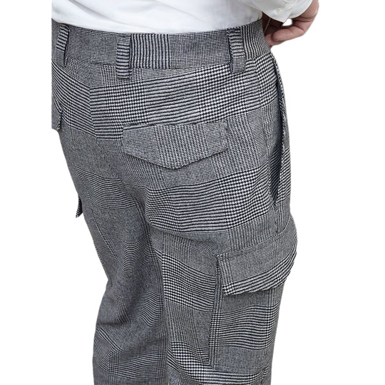 Men's Spring Fashion Classic Casual Houndstooth Multi-Pocket Pants 9952295190712