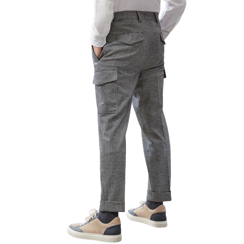Men's Spring Fashion Classic Casual Houndstooth Multi-Pocket Pants 9952295190712