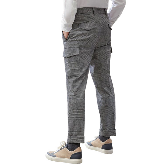 Men's Spring Fashion Classic Casual Houndstooth Multi-Pocket Pants 9952295190712