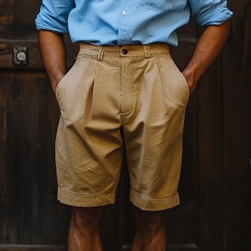 Men's Casual Breathable Cotton Slim Fit Suit Shorts 9952295059640