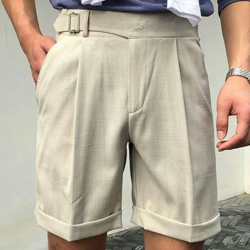 Men's Casual Breathable Cotton Linen Crisp Slim Fit Suit Shorts 9952295125176