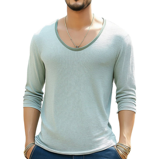 Men's Textured Crew Neck Comfort Long Sleeve T-Shirt 9954876195000