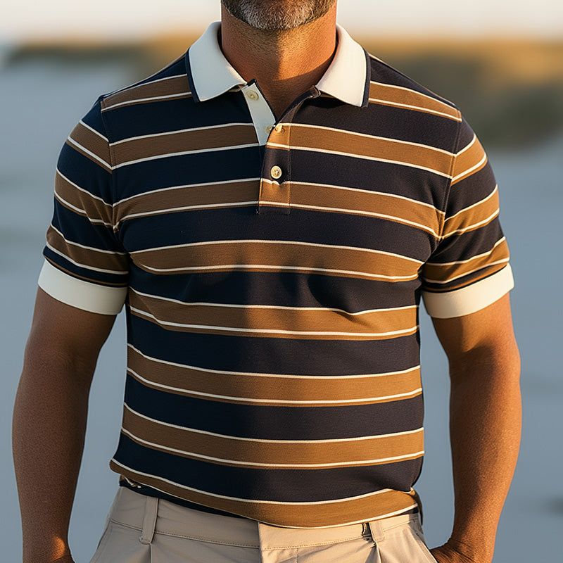 Men's Summer Fashion Retro Knitted Short Sleeve Polo Shirt 9954875310264
