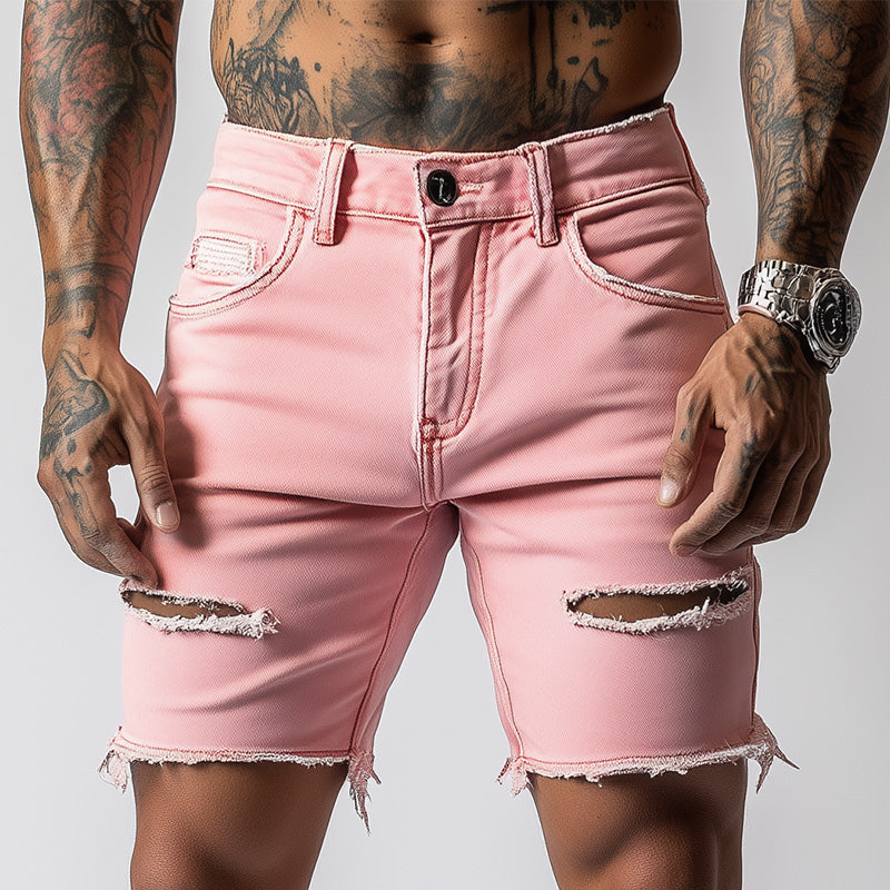 Men's Summer Fashion Slim Ripped Denim Shorts DTT25060917