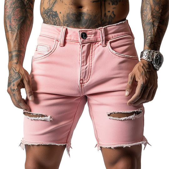 Men's Summer Fashion Slim Ripped Denim Shorts DTT25060917