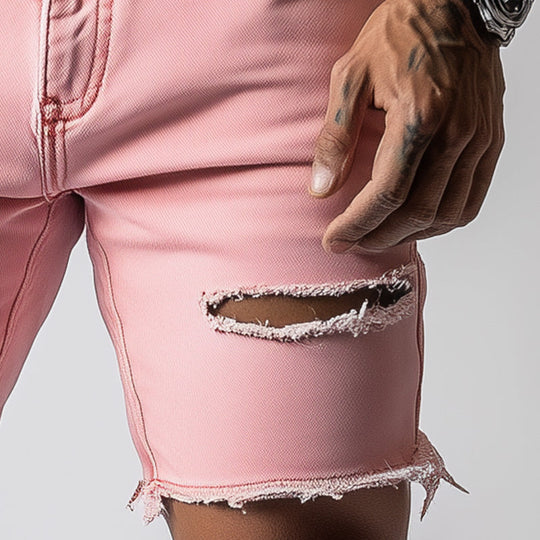 Men's Summer Fashion Slim Ripped Denim Shorts DTT25060917