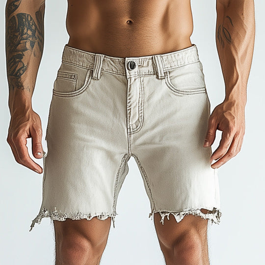 Men's Summer Fashion Slim Raw Edge Denim Shorts DTT25060918