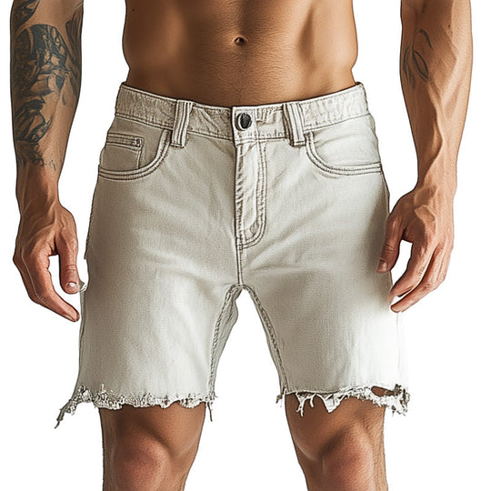 Men's Summer Fashion Slim Raw Edge Denim Shorts DTT25060918