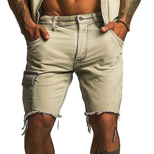 Men's Summer Fashion Slim Raw Edge Pocket Denim Shorts DTT25060919